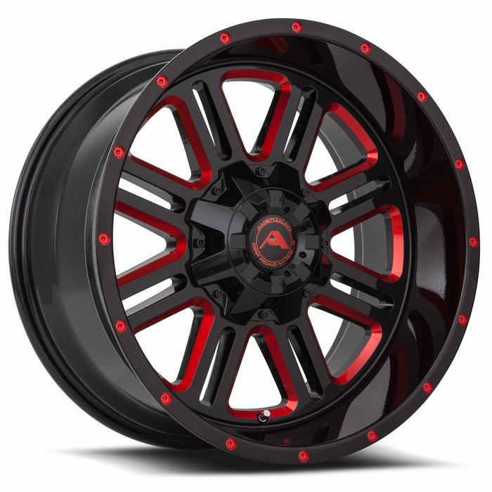 American Offroad Wheels A106 Black Milled Red