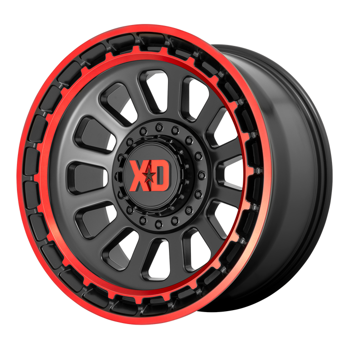 XD Wheels XD856 Omega Satin Black Machined Lip With Red Tint
