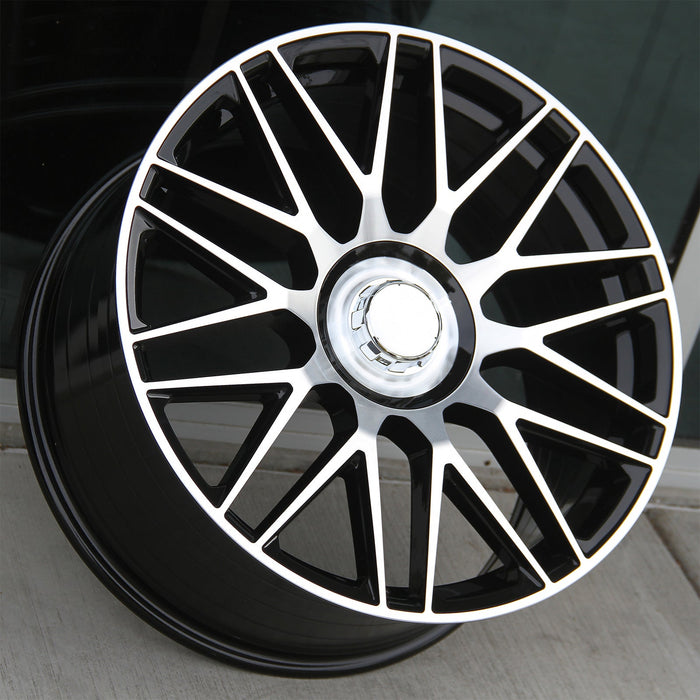Mercedes Benz Wheels 9141 20x8.5/20x9.5 5x112 Black Machined fit CL S E Class 350 450 500 550 63 AMG