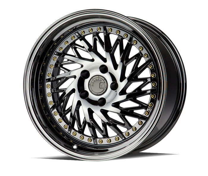 Aodhan Wheels DS03 Passenger Side Black Vacuum Gold Rivets