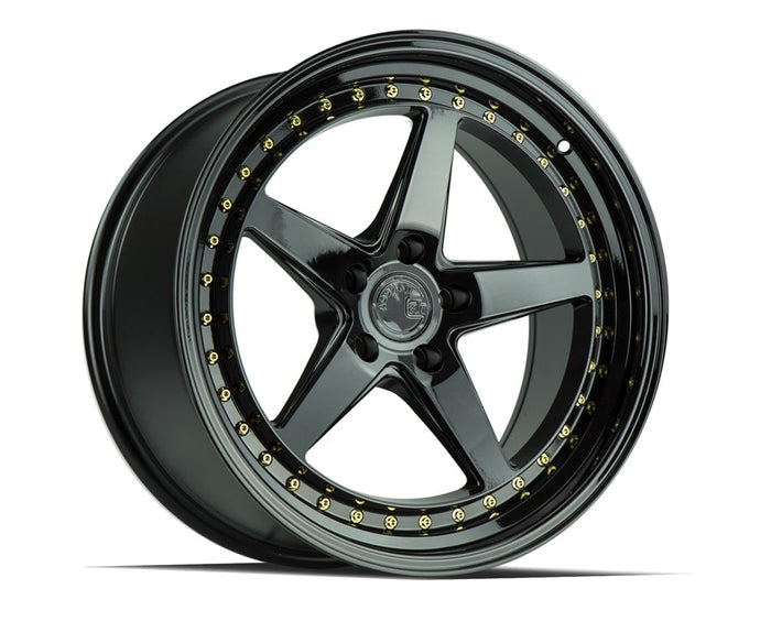 Aodhan Wheels DS05 Gloss Black Gold Rivets