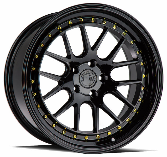 Aodhan Wheels DS06 Gloss Black Gold Rivets