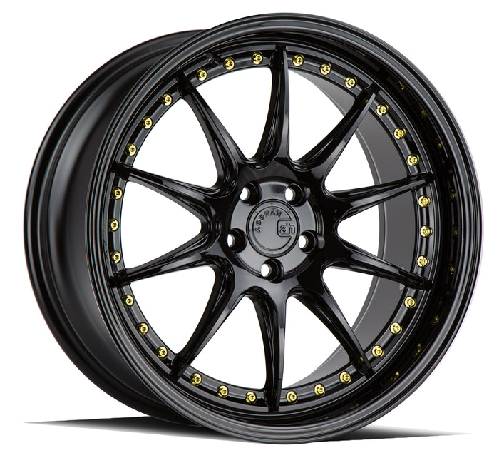 Aodhan Wheels DS07 Gloss Black Gold Rivets
