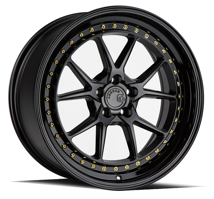Aodhan Wheels DS08 Gloss Black Gold Rivets