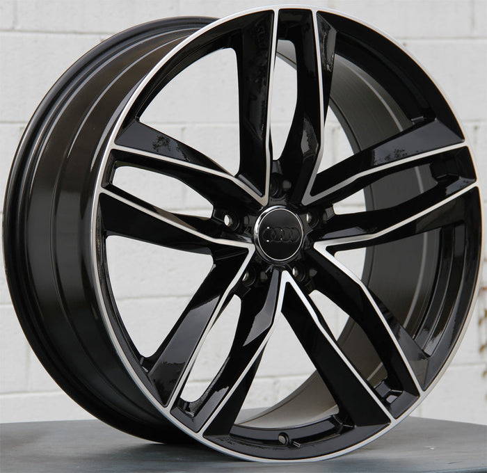 Audi Wheels 1196 19x8.5 5x112 Black Machined fit A3 S3 A4 S4 A5 S5 A6 Q3 Q5