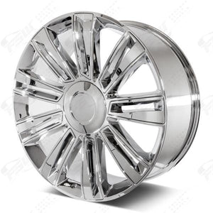 Cadillac Wheels F006 26x9.5 6x139.7 Chrome W Chrome Insert fit Escalade All Diamond Style