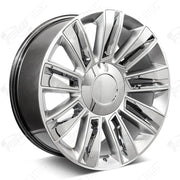 Cadillac Wheels F006 26x9.5 6x139.7 Hyper Silver W Chrome Insert fit Escalade All Diamond Style