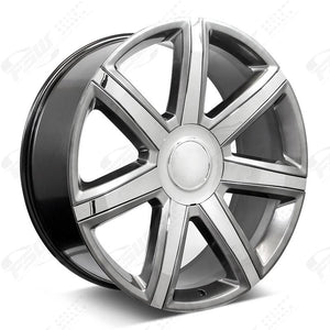 Cadillac Wheels F001 22x9 6x139.7 Hyper Black W Chrome Insert fit Escalade All Platinum Style