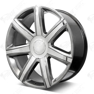 Cadillac Wheels F001 22x9 6x139.7 Hyper Black W Chrome Insert fit Escalade All Platinum Style