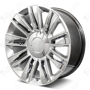 Cadillac Wheels F006 24x9.5 6x139.7 Hyper Silver W Chrome Insert fit Escalade All Diamond Style