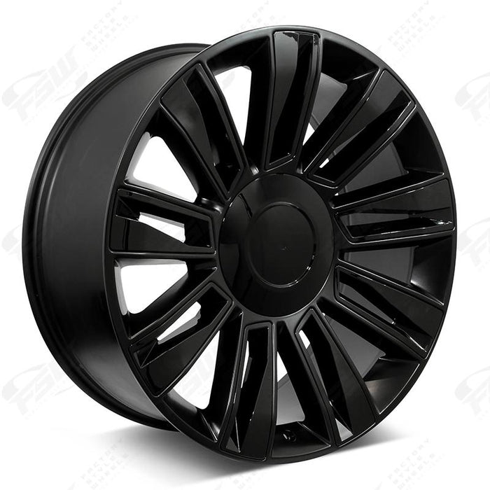 Cadillac Wheels F006 26x9.5 6x139.7 Matte Black W Gloss Black Insert fit Escalade All Diamond Style