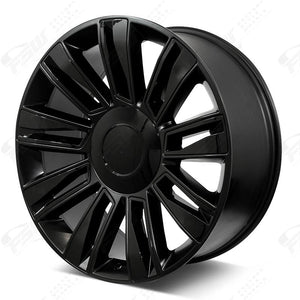 Cadillac Wheels F006 24x9.5 6x139.7 Matte Black W Gloss Black Insert fit Escalade All Diamond Style