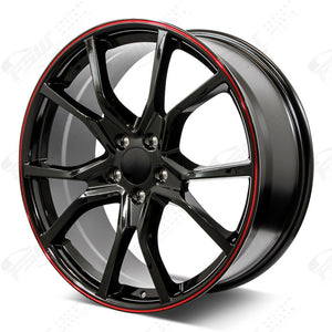Honda Wheels F126 20x8 5x114.3 Black Red Pin fit Accord Civic CR-V Breeze Clarity Avancier R Style