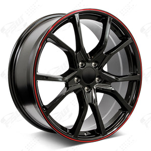 Honda Wheels F126 20x8 5x114.3 Black Red Pin fit Accord Civic CR-V Breeze Clarity Avancier R Style
