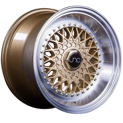 JNC Wheels JNC004S Gold Machined Lip Gold Rivets