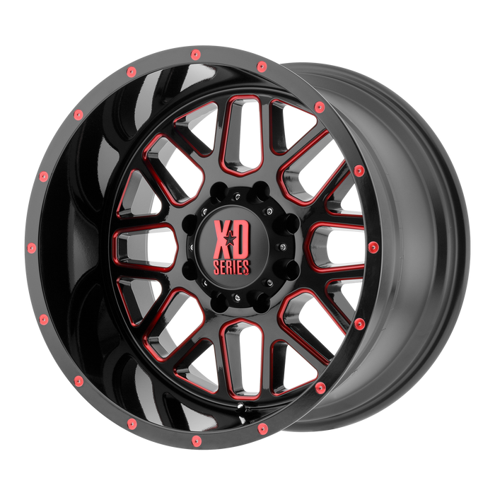XD Wheels XD820 Grenade Satin  Black Milled With Red Clear Coat