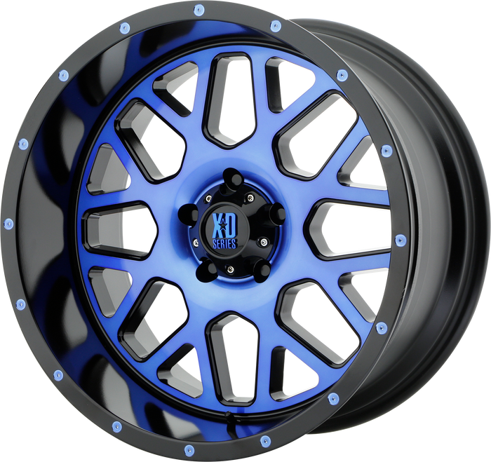 XD Wheels XD820 Grenade Satin Black Machined Face With Blue Tinted Clear Coat