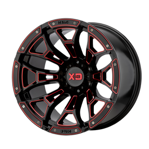 XD Wheels XD841 Boneyard Gloss Black Milled With Red Tint