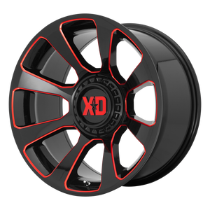 XD Wheels XD854 Reactor Gloss Black Milled With Red Tint