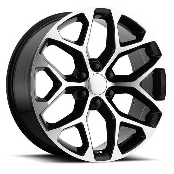 Chevy Wheels RP09 24x10 6x139.7 Black Machined fit Silverado Tahoe Suburban Snowflake